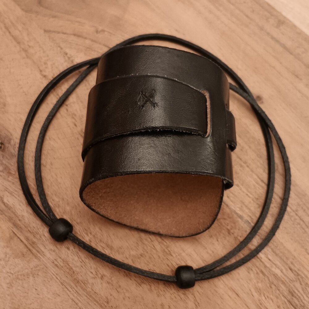 Black Leather Wrist Cuff and Necklace (Adjustable) Etsy